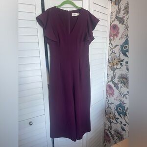 Eliza J Plum Midi Dress with Flutter Sleeves